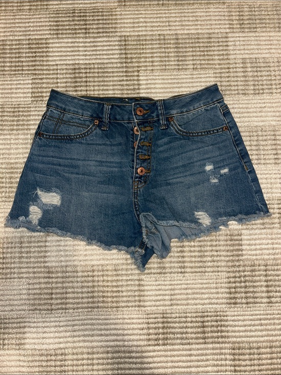 Pants - 5-Button Ripped Blue Jean Shorts